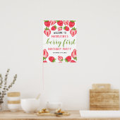 Berry First Strawberry 1st Birthday Welkom Poster (Keuken)
