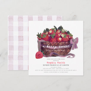 Berry First Strawberry Basket Baby shower Kaart
