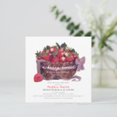 Berry First Strawberry Basket Baby shower Kaart (Staand voorkant)