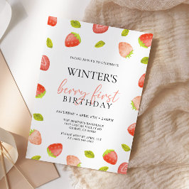 Berry First Strawberry Birthday Kaart