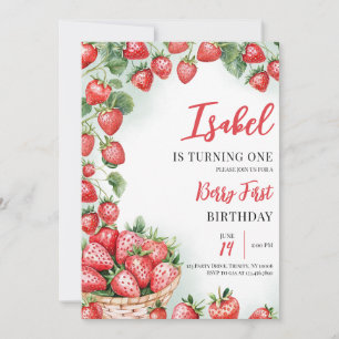 Berry First Strawberry Birthday Kaart