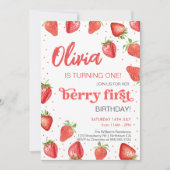 Berry First Strawberry Birthday Kaart (Voorkant)