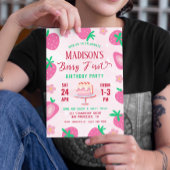 Berry First Strawberry Birthday Party Kaart