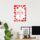 Berry First Strawberry Birthday Party Welcome Sign Poster (Thuiskantoor)