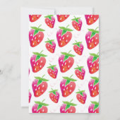 Berry First Strawberry Birthday Pary Invitation Kaart (Achterkant)