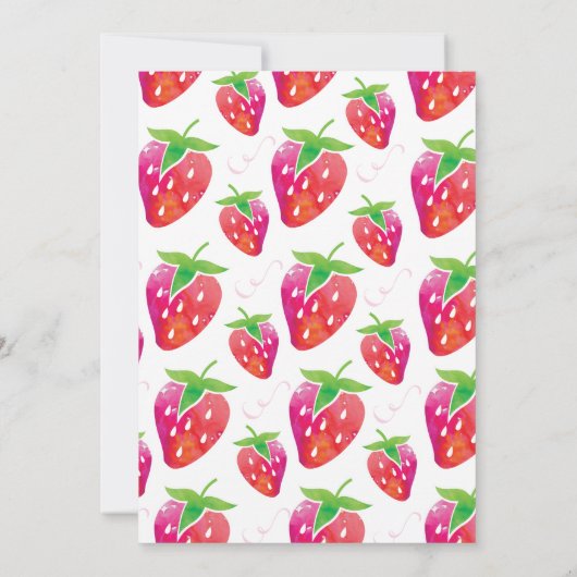 Berry First Strawberry Birthday Pary Invitation Kaart (Achterkant)
