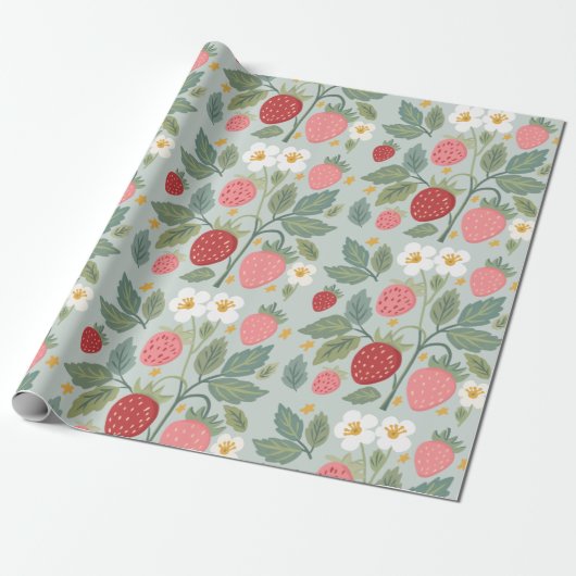 Berry First Strawberry Cadeaupapier (Uitgerold)