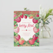 Berry First Strawberry Field Lijst 1e Verjaardag Kaart (Staand voorkant)