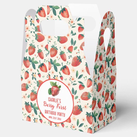 Berry First Strawberry Girl 1e verjaardag Bedankdoosjes (Geopend)