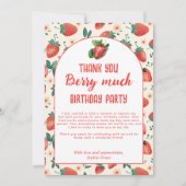 Berry First Strawberry Girl 1e verjaardag Bedankkaart (Voorkant)