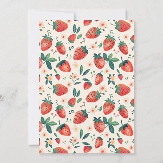 Berry First Strawberry Girl 1e verjaardag Bedankkaart (Achterkant)