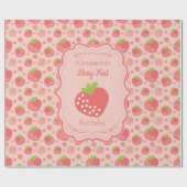 Berry First Strawberry Girl 1e verjaardag Cadeaupapier (Vlak)