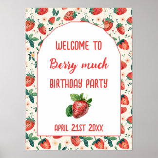 Berry First Strawberry Girl 1e verjaardag Poster