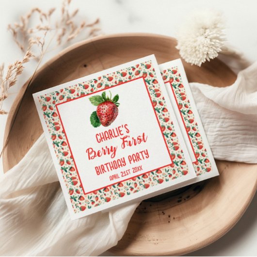 Berry First Strawberry Girl 1e verjaardag Servet
