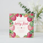 Berry First Strawberry Lijst Sweet 1e Verjaardag Kaart (Staand voorkant)