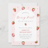Berry First Strawberry Photo Birthday Kaart (Voorkant)