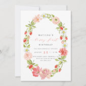 Berry First Strawberry Summer 1st Birthday | Kaart (Voorkant)