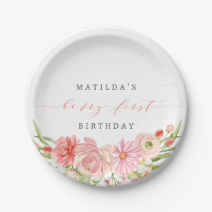 Berry First Strawberry Summer 1st Birthday Papieren Bordje