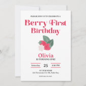 Berry First Strawberry Theme Meisjes 1e Feest Kaart (Voorkant)