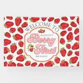 Berry First Strawberry Welkom Verjaardagsbanner Spandoek (Horizontaal)