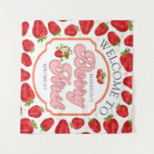 Berry First Strawberry Welkom Verjaardagsbanner Wandkleed (Voorkant (horizontaal))