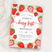 Berry First Strawberry | Zomer 1e verjaardag Kaart