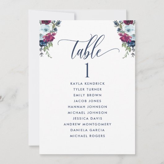 Berry Floral, Zitplankards met gastnamen (Voorkant)