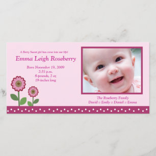 Berry Flower Garden 8x4 Foto Aankondiging Geboorte