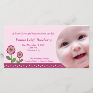 Berry Flower Garden 8x4 Foto Aankondiging Geboorte