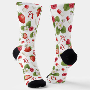 Berry, Flower & Pill Pattern Pharmacy Sokken