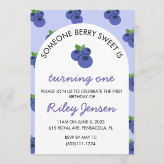 Berry Fruit First Birthday Party Invitation Kaart