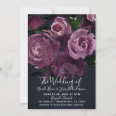 Berry Fuchsia Rozen Dark Floral Glam Wedding Kaart (Voorkant)