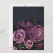 Berry Fuchsia Rozen Dark Floral Glam Wedding Kaart (Achterkant)