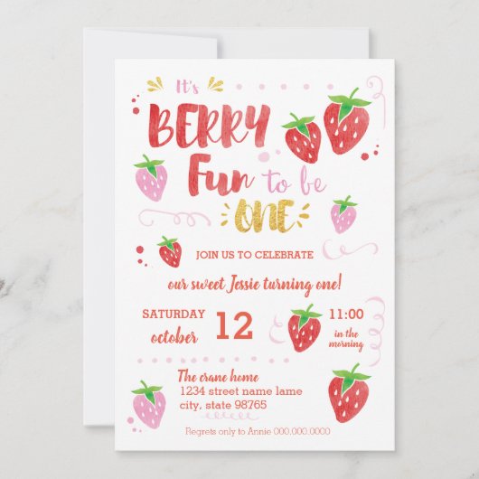 Berry Fun om 1 eerjarig feest te worden Kaart (Voorkant)