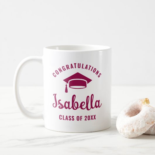 Berry Gefeliciteerd Graduation Cap Minimal Chic Koffiemok (Met donut)
