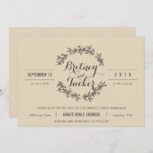 Berry Green Laurel Vintage Wedding Uitnodiging (Voorkant / Achterkant)