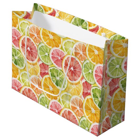 Berry Green Orange Pink Fruit Bridal Shower Groot Cadeauzakje (Voorkant Gekanteld)