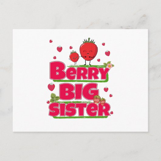 Berry grote zus - Schattigee aardbei woordspeling Briefkaart (Voorkant)