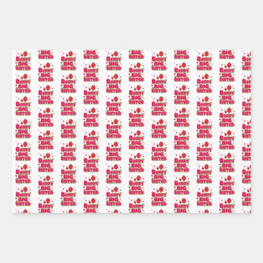 Berry grote zus - Schattigee aardbei woordspeling Inpakpapier Vel (Voorkant 2)