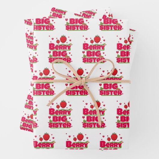 Berry grote zus - Schattigee aardbei woordspeling Inpakpapier Vel (In situ)