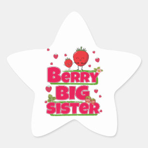 Berry grote zus - Schattigee aardbei woordspeling Ster Sticker