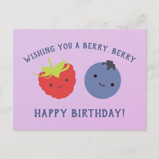 Berry Happy Birthday Kawaii Berries Briefkaart (Voorkant)