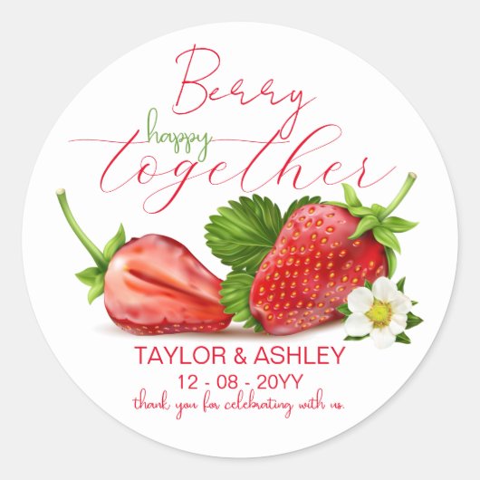 Berry Happy Samen Trouwen Ronde Sticker (Voorkant)