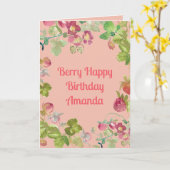 Berry Happy Strawberry Birthday Kaart (Gele Bloem)