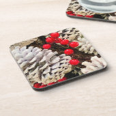 Berry, heldere en witte dennenkegels bier onderzetter (Linkerzijde)