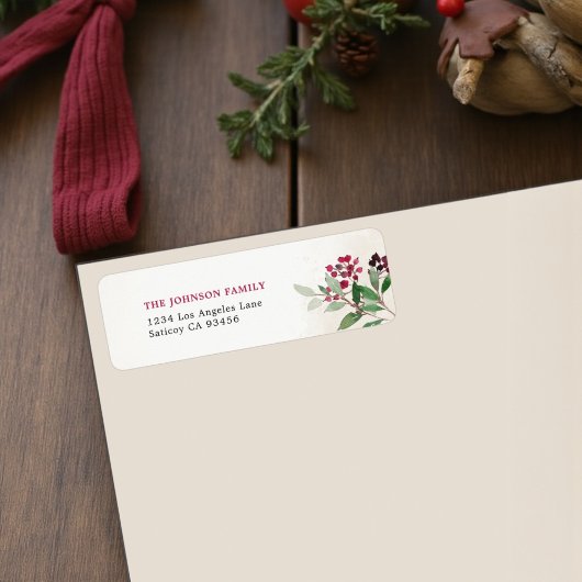 Berry Holiday Return Address Labels for Christmas