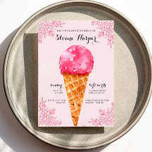 Berry Ice Cream Social Bridal Shower-uitnodiging