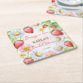 Berry in liefde aardbei vrijgezellenfeest gunsten kartonnen onderzetters (Schuin)