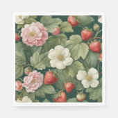 'Berry in Love' Aardbei en Bloemen Servet (Voorkant)