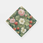 'Berry in Love' Aardbei en Bloemen Servet (Hoek)